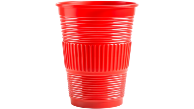 Red disposable cup isolated on transparent white background