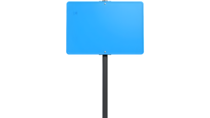Empty blue sign on a black background.