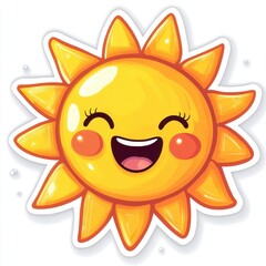 Smiling Cartoon Sun with Bright Yellow Rays and Cheerful Expression