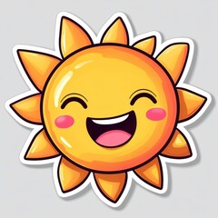 Smiling Cartoon Sun with Bright Yellow Rays and Cheerful Expression