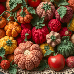 Crocheted Fruit and Vegetable still life