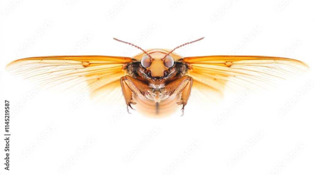 Poster A close-up image of a translucent insect showcasing its intricate wing structure.