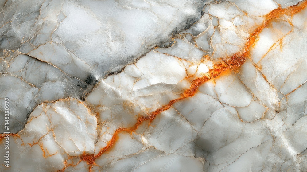 Poster a close-up of a marble-like stone featuring intricate patterns and orange veins.