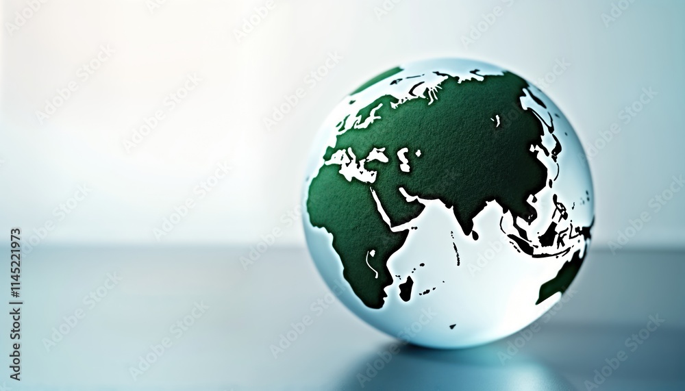 Aufkleber digital globe model shows earth map. globe on transparent background. green continents, white oceans