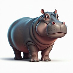 Fototapeta premium Clipart über schöne Nilpferd, isoliert auf weißem Hintergrund, Generative KI