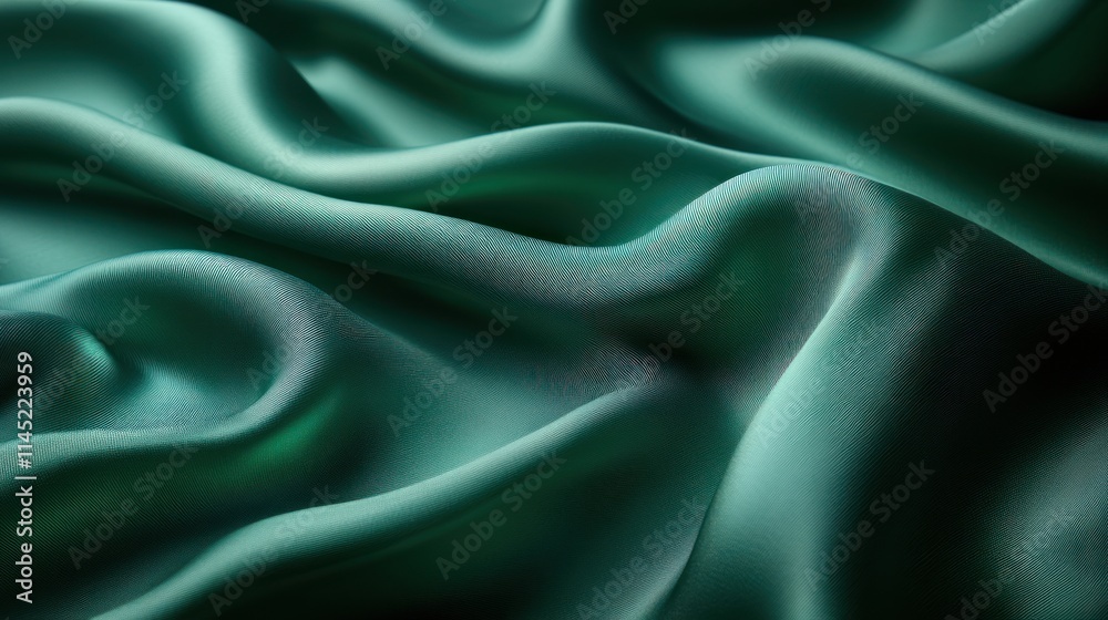 Poster a close-up of smooth, flowing teal fabric creating an elegant, luxurious texture.