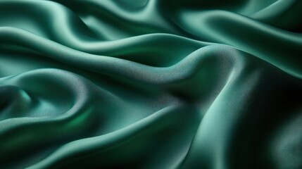 Fototapeta premium A close-up of smooth, flowing teal fabric creating an elegant, luxurious texture.