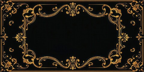 An ornate vintage frame with intricate detailing in gold and black, vintage, gold