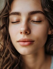 Obraz premium Portrait of young woman with closed eyes.