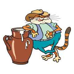Cute little cat farmer vector illustration
