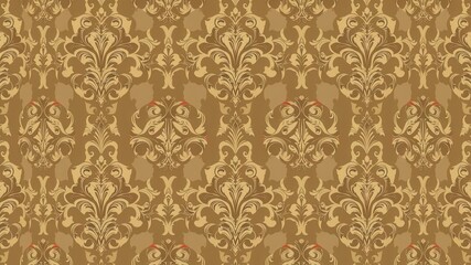 Fototapeta premium Elegant seamless damask wallpaper design with intricate floral motifs and scrolling patterns, decorative, background