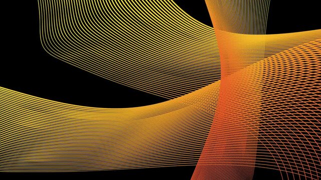 futuristic abstract animation of yellow lines on black background