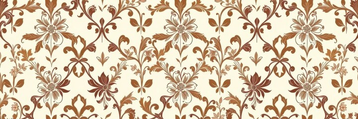 Fototapeta premium Luxurious cream background adorned with intricate floral pattern design, cream color, sophisticated