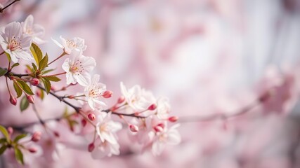 Pink sakura petals gently falling in a dreamy background, soft, pastel