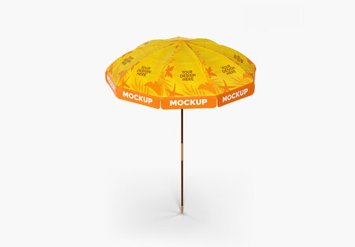 Sunshade Beach Umbrella Mockup - Half Side View
