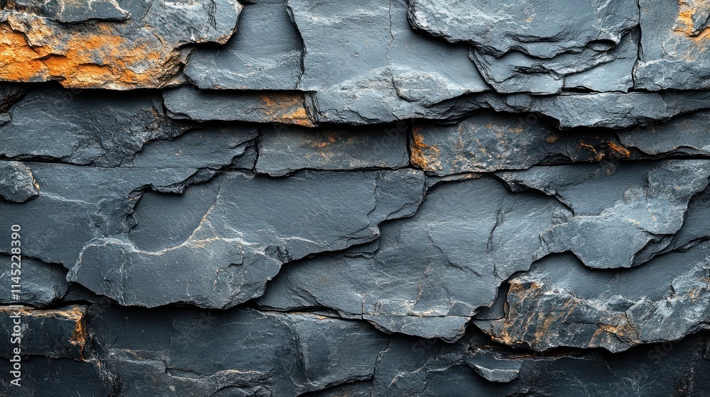 Poster a close-up view of textured slate rock, showcasing natural layers and color variations.