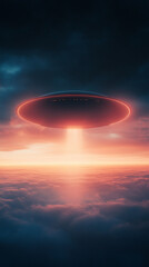 an alien starship speeding through the atmosphere 