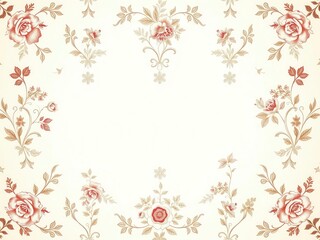 Obraz premium Vintage floral ecru wallpaper with intricate decorative design perfect for weddings, events, and home decor, ecru, wallpaper, floral pattern