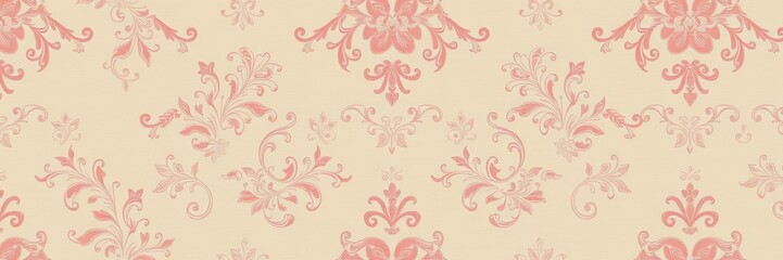 Fototapeta premium White damask wallpaper with intricate floral patterns, decorative, traditional, Victorian