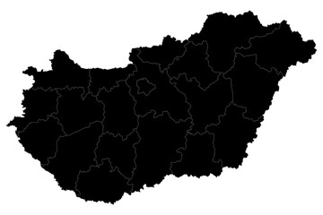 Hungary Silhouette Map in Simple Vector Design, Editable and Scalable EPS File, Isolated on White Background, Ideal for Educational, Travel, and Graphic Design Projects