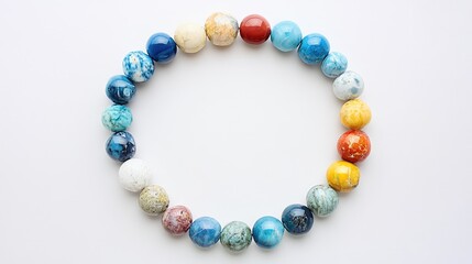 Obraz premium Colorful Round Stones on White Background for Creative Projects
