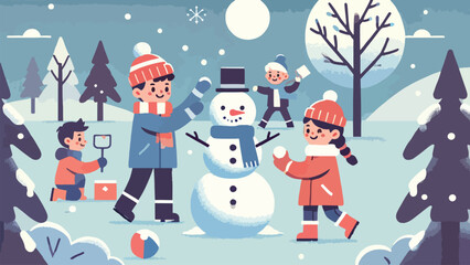WebChildren building snowmen, having snowball fights, and playing outdoors in the fresh snow