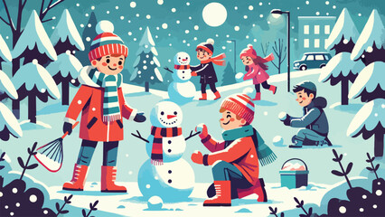 WebChildren building snowmen, having snowball fights, and playing outdoors in the fresh snow
