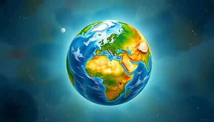 Naklejka premium planet earth animation, watercolor, with white tones