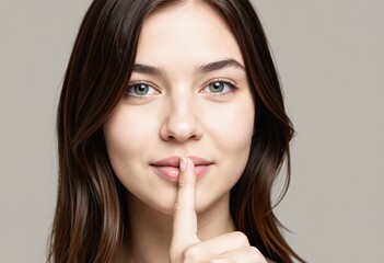 Naklejka premium woman with finger on lips
