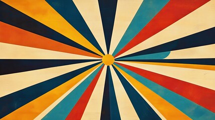 Vibrant Retro Sunburst Design with Bright Colorful Rays of Light