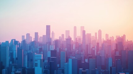 Fototapeta premium Cityscape at Sunrise with Colorful Skies and Modern Buildings