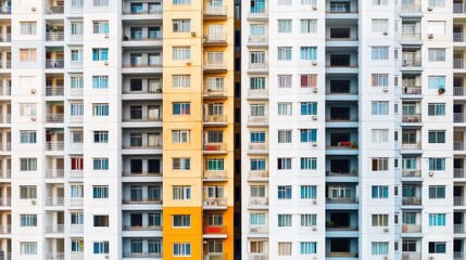 Modern Apartment Building Facade with Colorful Element Design