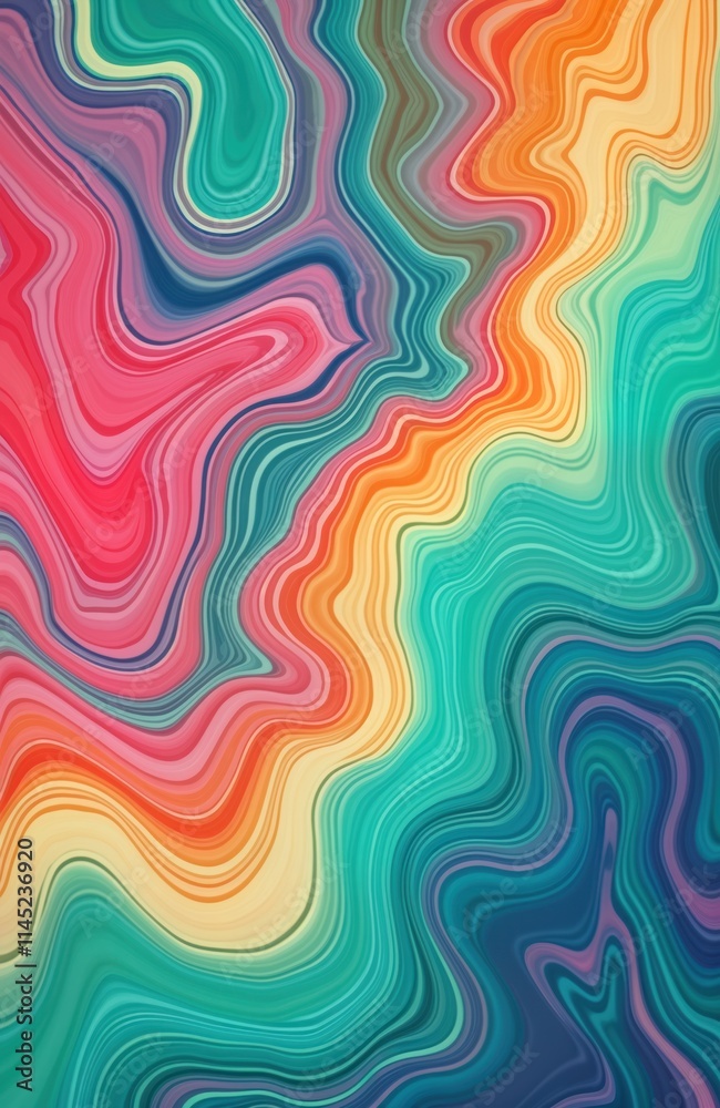 Poster Abstract design with vibrant color swirls. Liquid paint effect creates dynamic pattern. Marbling style artwork with fluid motion. Use as background for websites. Modern, colourful abstract backdrop.