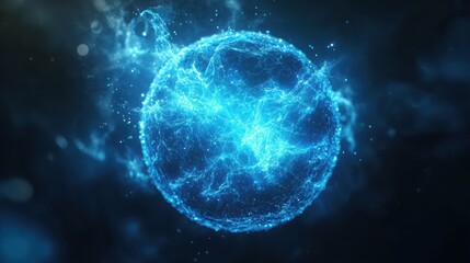 Obraz premium Glowing Blue Energy Sphere Abstract Art