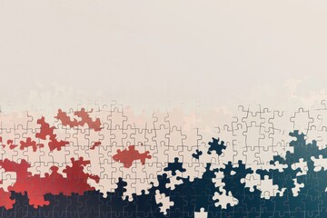 Colorful puzzle pieces scattered on a white background