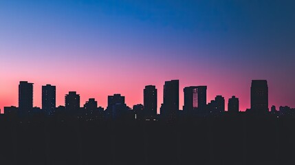 Urban Skyline at Sunset with Vibrant Colors and Silhouette Effect