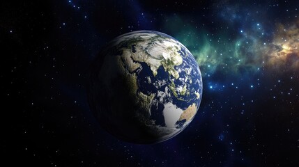 Naklejka premium Stunning View of Earth from Space with Stars and Galaxy Background