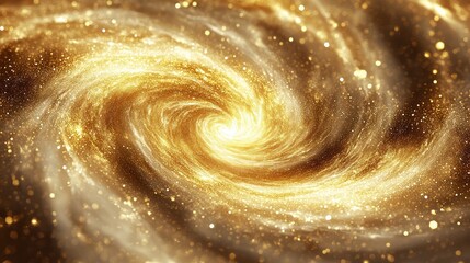 Obraz premium Stunning Golden Galaxy Swirl with Glittering Stars and Light Effects