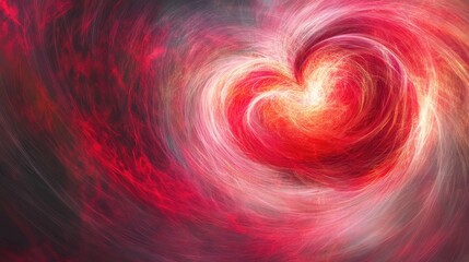 Swirling Red Heart Abstract Art with Colorful Light Effects