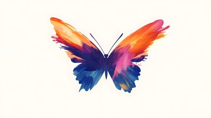 Obraz premium A graceful logo with vibrant brushstrokes forming a butterfly silhouette symbolizing transformation through art. Elegant style.