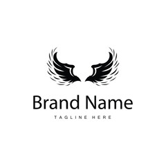 Fototapeta premium black silhouette design simple wing logo illustration minimalist animal wings for icon symbol template