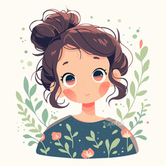 Curled High Ponytail – Bold and Fashionable High Ponytail with Soft Curls, Elegant Women’s Haircut, Vector Art Illustration

