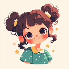 High Half-Ponytail – Trendy and Elegant Half-Ponytail with High Lift, Digital Hair Art and Vector Illustration

