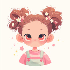 High Half-Ponytail – Trendy and Elegant Half-Ponytail with High Lift, Digital Hair Art and Vector Illustration

