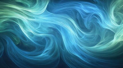 Ethereal Swirls of Blue and Green in Abstract Digital Art