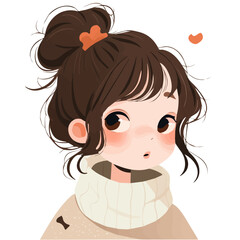 Curled High Ponytail – Bold and Fashionable High Ponytail with Soft Curls, Elegant Women’s Haircut, Vector Art Illustration

