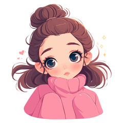 Curled High Ponytail – Bold and Fashionable High Ponytail with Soft Curls, Elegant Women’s Haircut, Vector Art Illustration

