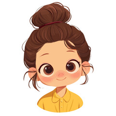 High Top Knot – Trendy and Sophisticated Bun Hairstyle, Digital Hair Art and Vector Illustration

