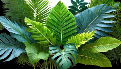 Lush Tropical Leaves Foliage Plant Jungle Bush Floral A Vibrant Display of Natures Beauty, Perfect for Home Dcor, Botanical Illustrations, and TropicalThemed Designs