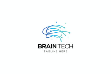 Neural Network and Brain Technology Logo for Artificial Intelligence Business Company